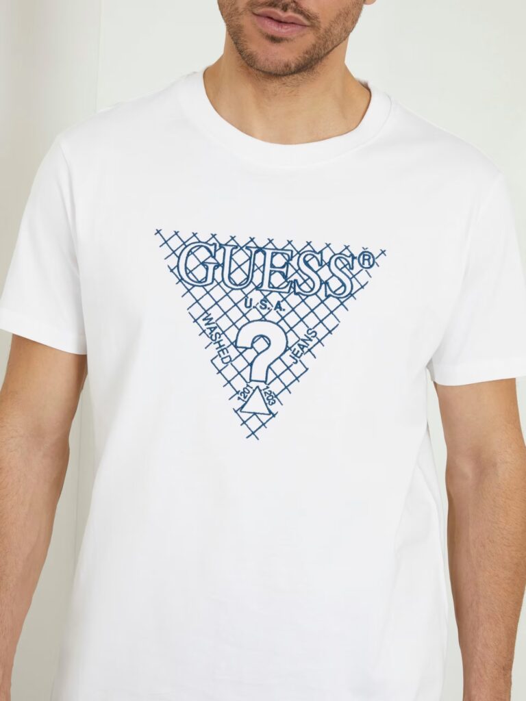 GUESS SS CN TRIANGLE EMBRO TEE ΜΠΛΟΥΖΑ  ΑΝΔΡΙΚΟ | WHITE