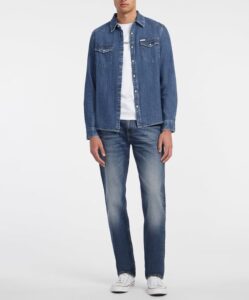 GUESS JEANS GJ SLIM LS DENIM SHIRT-INDIGO ΠΟΥΚΑΜΙΣΟ ΑΝΔΡΙΚΟ | DARK BLUE