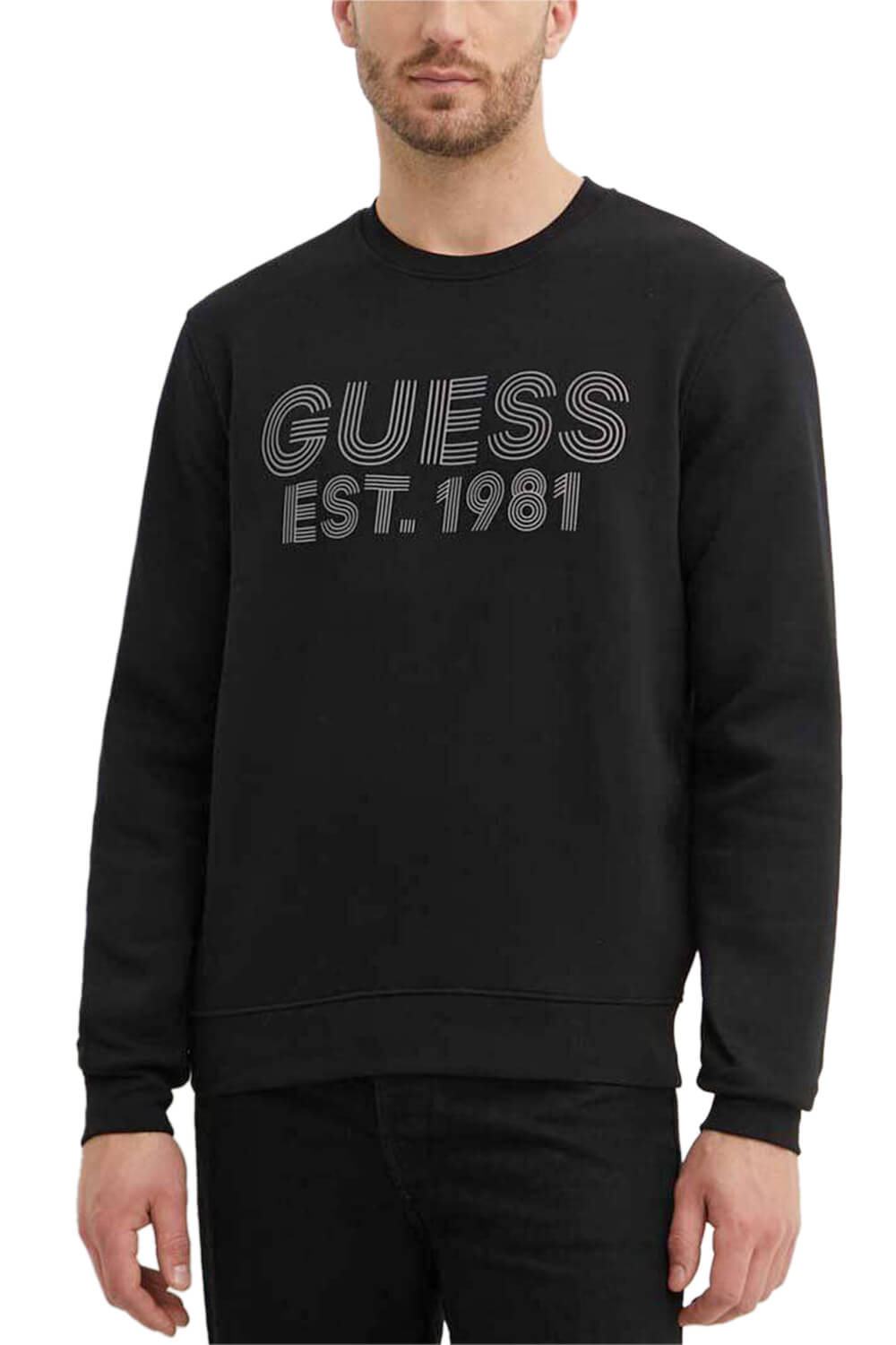 GUESS ATH EMIS FULL ZIP SWATSH COTTON-POLY RECYCLED ΦΟΥΤΕΡ | BLACK