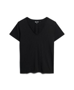 SUPERDRY STUDIOS SLUB EMB VEE TEE ΜΠΛΟΥΖΑ ΓΥΝΑΙΚΕΙΟ | BLACK