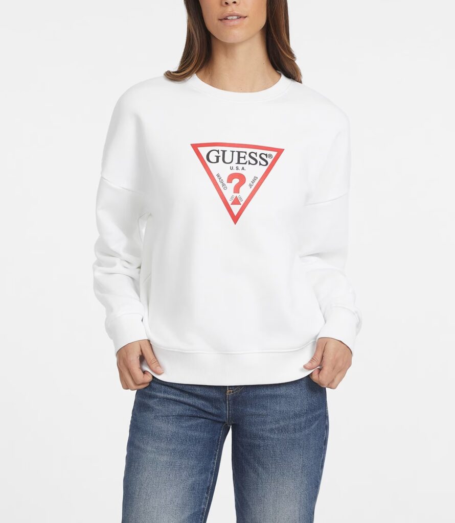 GUESS JEANS ICONIC TRIANGLE SWEAT ΦΟΥΤΕΡ ΓΥΝΑΙΚΕΙΟ | WHITE