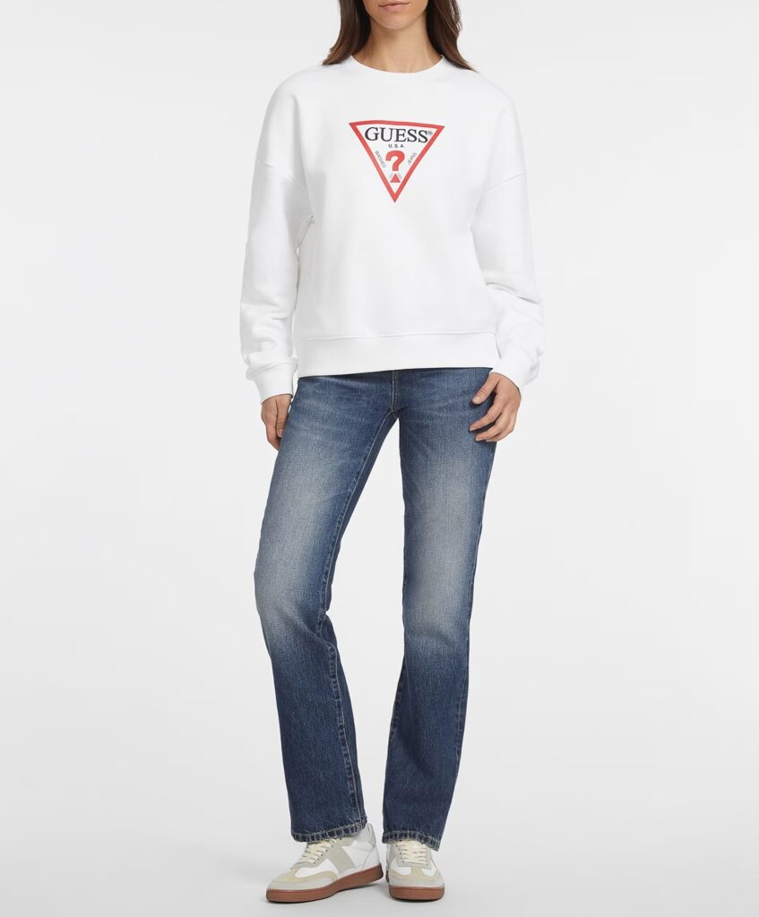 GUESS JEANS ICONIC TRIANGLE SWEAT ΦΟΥΤΕΡ ΓΥΝΑΙΚΕΙΟ | WHITE