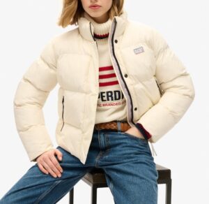 SUPERDRY SPORTS PUFFER CROPPED JACKET ΜΠΟΥΦΑΝ ΓΥΝΑΙΚΕΙΟ | OFF WHITE