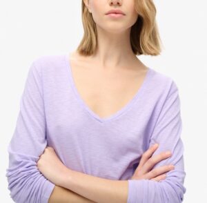 SUPERDRY BOUT LONG SLEEVE V NECK JERSEY TOP ΜΠΛΟΥΖΑ | PURPLE