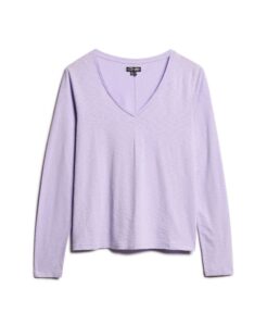 SUPERDRY BOUT LONG SLEEVE V NECK JERSEY TOP ΜΠΛΟΥΖΑ | PURPLE