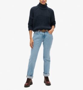 SUPERDRY OVIN SLOUCHY STITCH ROLL NECK ΠΛΕΚΤΟ ΓΥΝΑΙΚΕΙΟ | DARK BLUE