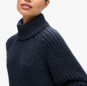 SUPERDRY OVIN SLOUCHY STITCH ROLL NECK ΠΛΕΚΤΟ ΓΥΝΑΙΚΕΙΟ | DARK BLUE