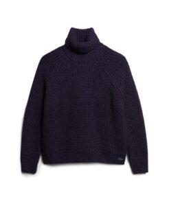 SUPERDRY OVIN SLOUCHY STITCH ROLL NECK ΠΛΕΚΤΟ ΓΥΝΑΙΚΕΙΟ | DARK BLUE