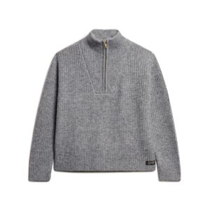 SUPERDRY OVIN ESSENTIAL HALF ZIP JUMPER ΠΛΕΚΤΟ ΓΥΝΑΙΚΕΙΟ | ANTHRACITE