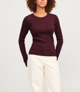 JJXX JXJODI TIGHT CREW NECK KNIT NOOS | BRICK