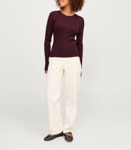 JJXX JXJODI TIGHT CREW NECK KNIT NOOS | BRICK