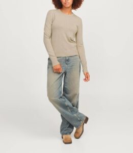 JJXX JXCARA COMFY CREW NECK KNIT NOOS | LIGHT GREY