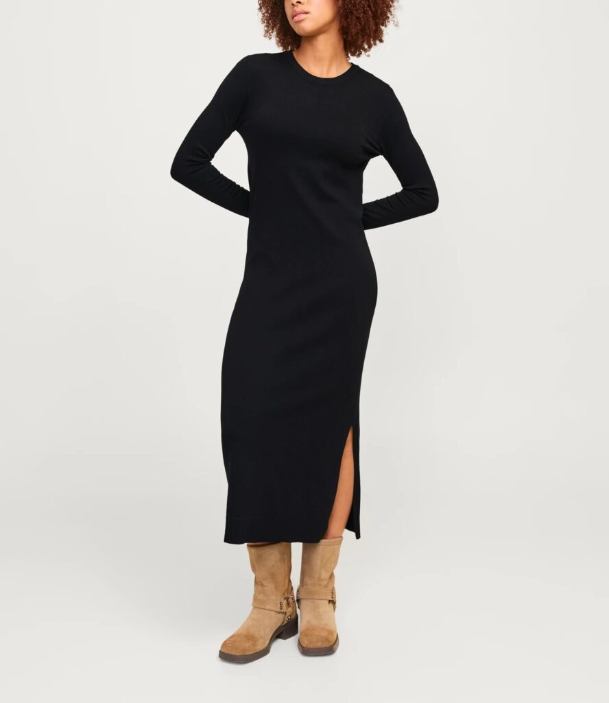 JJXX JXMARILYN COMFY CREW NECK DRESS KNIT | BLACK