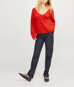 JJXX JXEVI V-NECK KNIT SN | RED