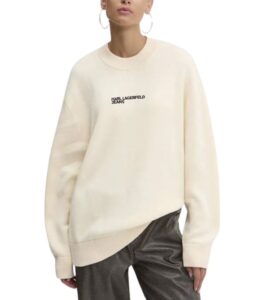 KARL LAGERFELD  JEANS KLJ RELAXED LOGO SWEATER | OFF WHITE