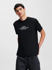 KARL LAGERFELD  JEANS KLJ REGULAR SSLV FOIL LOGO TEE | BLACK