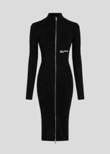 KARL LAGERFELD  JEANS KLJ LSLV KNITTED ZIP DRESS | BLACK