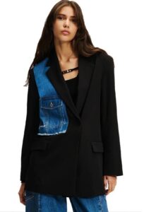 KARL LAGERFELD  JEANS KLJ MIXED DENIM BLAZER | BLACK