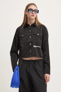 KARL LAGERFELD  JEANS KLJ BOXY IRIDESCENT SHIRT | BLACK