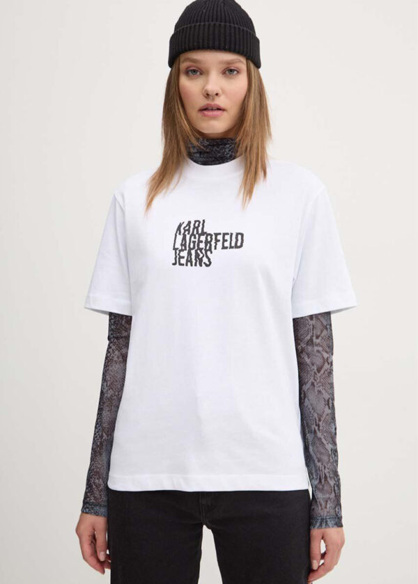 KARL LAGERFELD  JEANS KLJ REGULAR SSLV LOGO TEE | WHITE