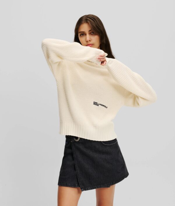 KARL LAGERFELD  JEANS KLJ OVERSIZED ROLLNECK SWEATER | OFF WHITE