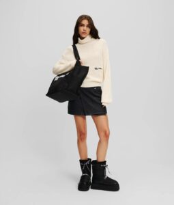 KARL LAGERFELD  JEANS KLJ OVERSIZED ROLLNECK SWEATER | OFF WHITE