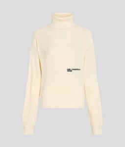 KARL LAGERFELD  JEANS KLJ OVERSIZED ROLLNECK SWEATER | OFF WHITE