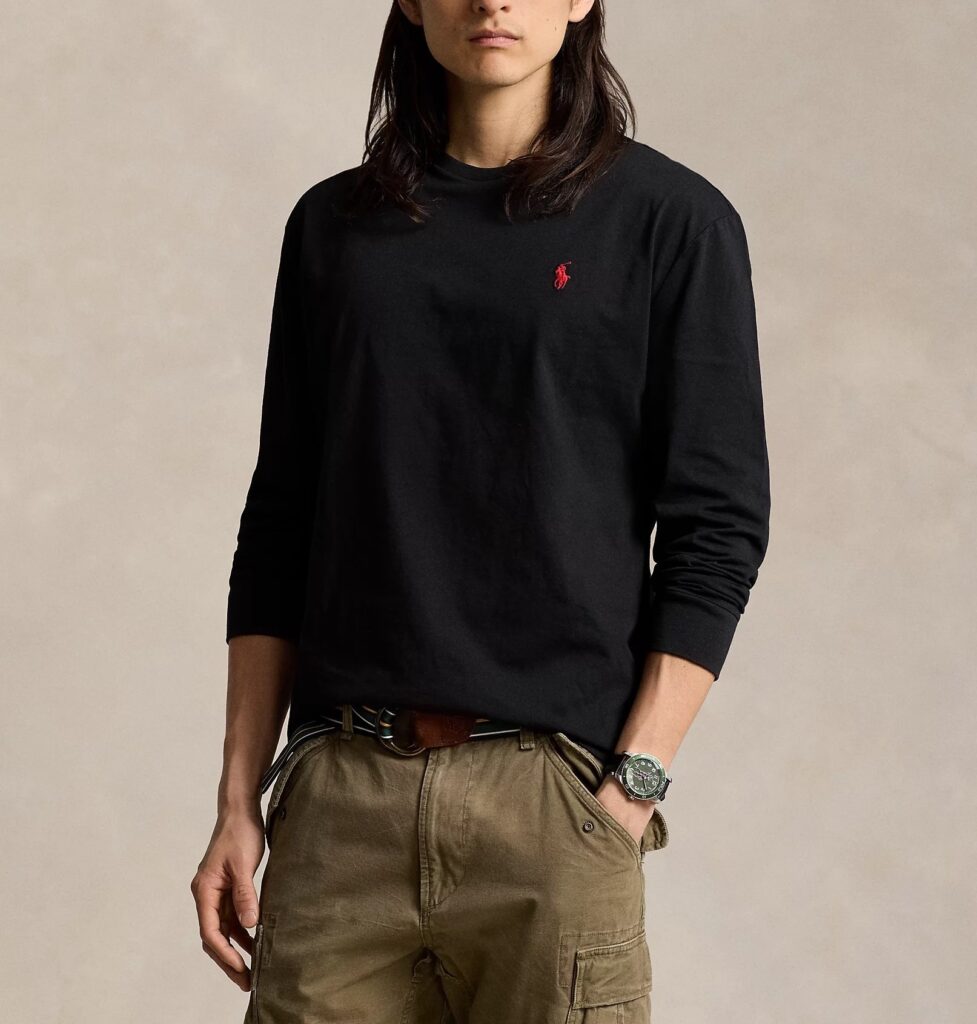 POLO RALPH LAUREN LSCNCLSM5-LONG SLEEVE-T-SHIRT | BLACK