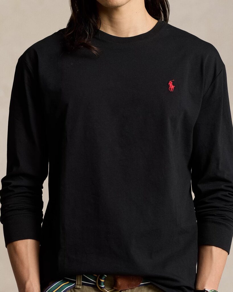 POLO RALPH LAUREN LSCNCLSM5-LONG SLEEVE-T-SHIRT | BLACK