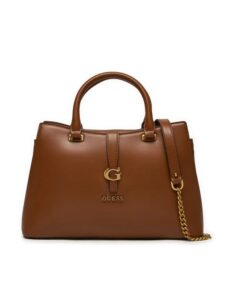 GUESS KUBA TRI COMPARTMENT SATCHEL ΤΣΑΝΤΑ ΓΥΝΑΙΚΕΙΟ | CAMEL