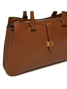 GUESS KUBA TRI COMPARTMENT SATCHEL ΤΣΑΝΤΑ ΓΥΝΑΙΚΕΙΟ | CAMEL