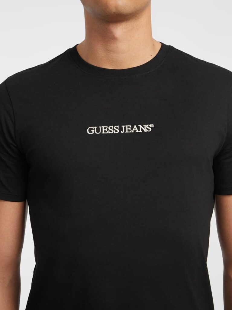 GUESS JEANS SS CN SLIM LOGO E ΜΠΛΟΥΖΑ ΑΝΔΡΙΚΟ | BLACK