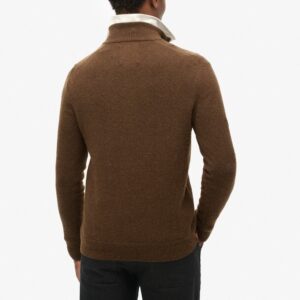 SUPERDRY OVIN ESSENTIAL EMB KNIT HALF ZIP ΠΛΕΚΤΟ ΑΝΔΡΙΚΟ | BROWN