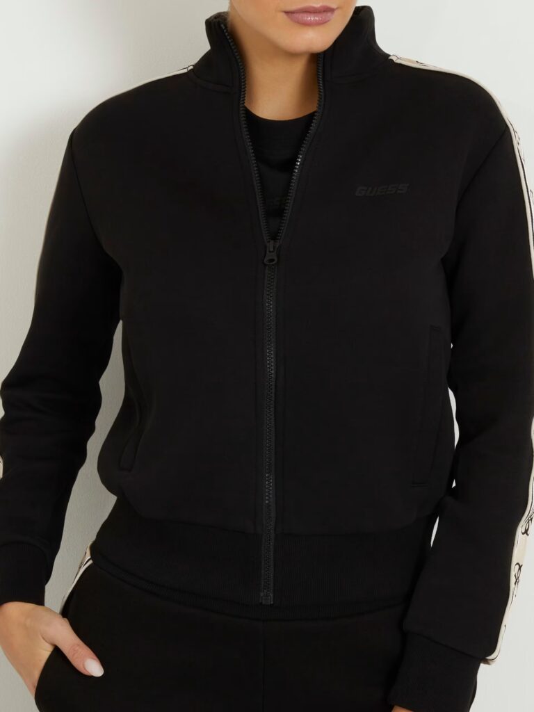 GUESS ATH BRITNEY FULL ZIP SWEATSHIRT PUNTO MILANO 300 | BLACK