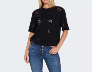 GUESS ATH PEONY BOXY TEE ΜΠΛΟΥΖΑ ΓΥΝΑΙΚΕΙΟ | BLACK