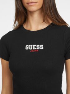 GUESS JEANS GJ SS CN SLIM RIB EMB TEE ΜΠΛΟΥΖΑ ΓΥΝΑΙΚΕΙΟ | BLACK