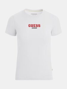 GUESS JEANS GJ SS CN SLIM RIB EMB TEE ΜΠΛΟΥΖΑ ΓΥΝΑΙΚΕΙΟ | WHITE