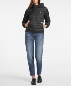 GUESS JEANS GJ HOODED PUFFER ΜΠΟΥΦΑΝ ΓΥΝΑΙΚΕΙΟ | BLACK