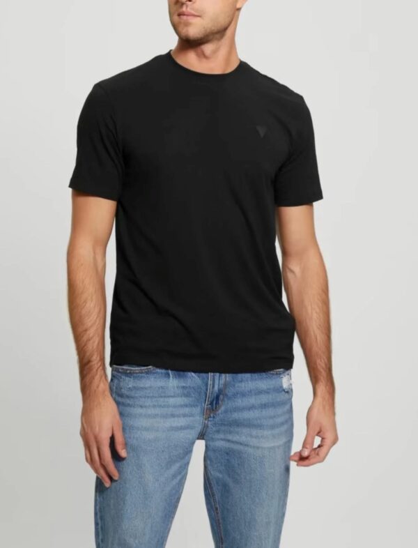 GUESS ATH HEDLEY SS T-SHIRT ECO SMOOTH STRETCH JERSEY | BLACK