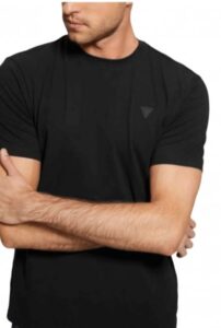 GUESS ATH HEDLEY SS T-SHIRT ECO SMOOTH STRETCH JERSEY | BLACK