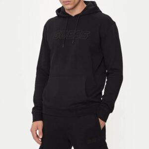 GUESS ATH ALDWIN NEW HOODIE COTTON POLY RECYCLED | BLACK