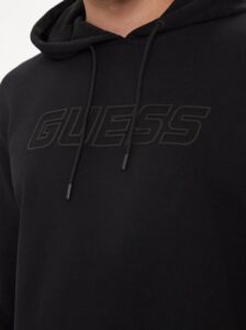 GUESS ATH ALDWIN NEW HOODIE COTTON POLY RECYCLED | BLACK