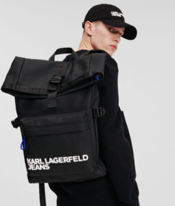 KARL LAGERFELD  JEANS UTILITY COATED ROLL BACKPACK | BLACK