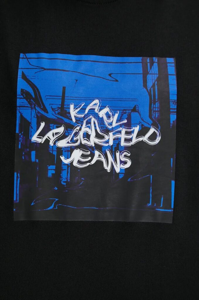 KARL LAGERFELD  JEANS KLJ REGULAR LSLV LANDSCAPE TEE | BLACK