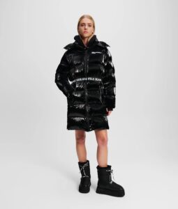 KARL LAGERFELD  JEANS KLJ LONG BELTED PUFFER | BLACK