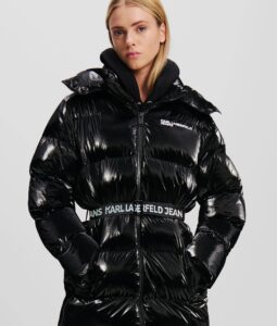 KARL LAGERFELD  JEANS KLJ LONG BELTED PUFFER | BLACK