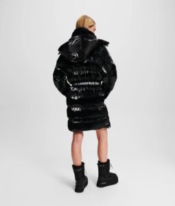 KARL LAGERFELD  JEANS KLJ LONG BELTED PUFFER | BLACK