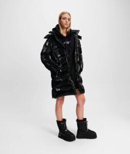 KARL LAGERFELD  JEANS KLJ LONG BELTED PUFFER | BLACK