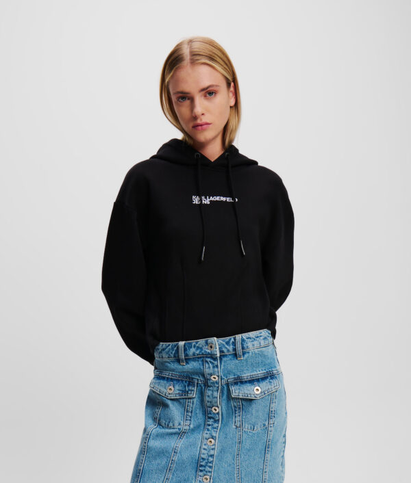 KARL LAGERFELD  JEANS KLJ RELAXED PINKTUCK HOODIE | BLACK