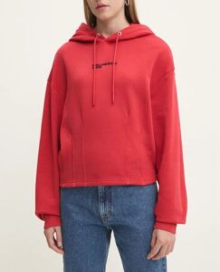 KARL LAGERFELD  JEANS KLJ RELAXED PINKTUCK HOODIE | DARK RED